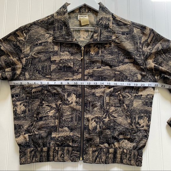 Line Up For Sport Women's Tropical Island Palm Print Full Zip Jacket Size Small - Picture 6 of 12